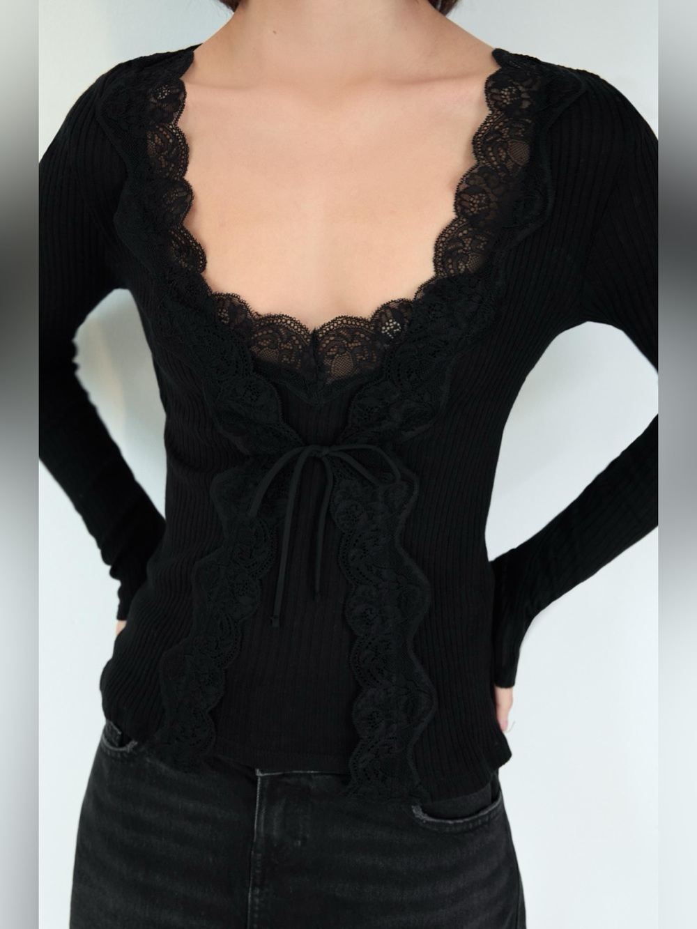 SOLD Zara Lace Cami Combination Rib Top cardigan cropped crop ribbed layered